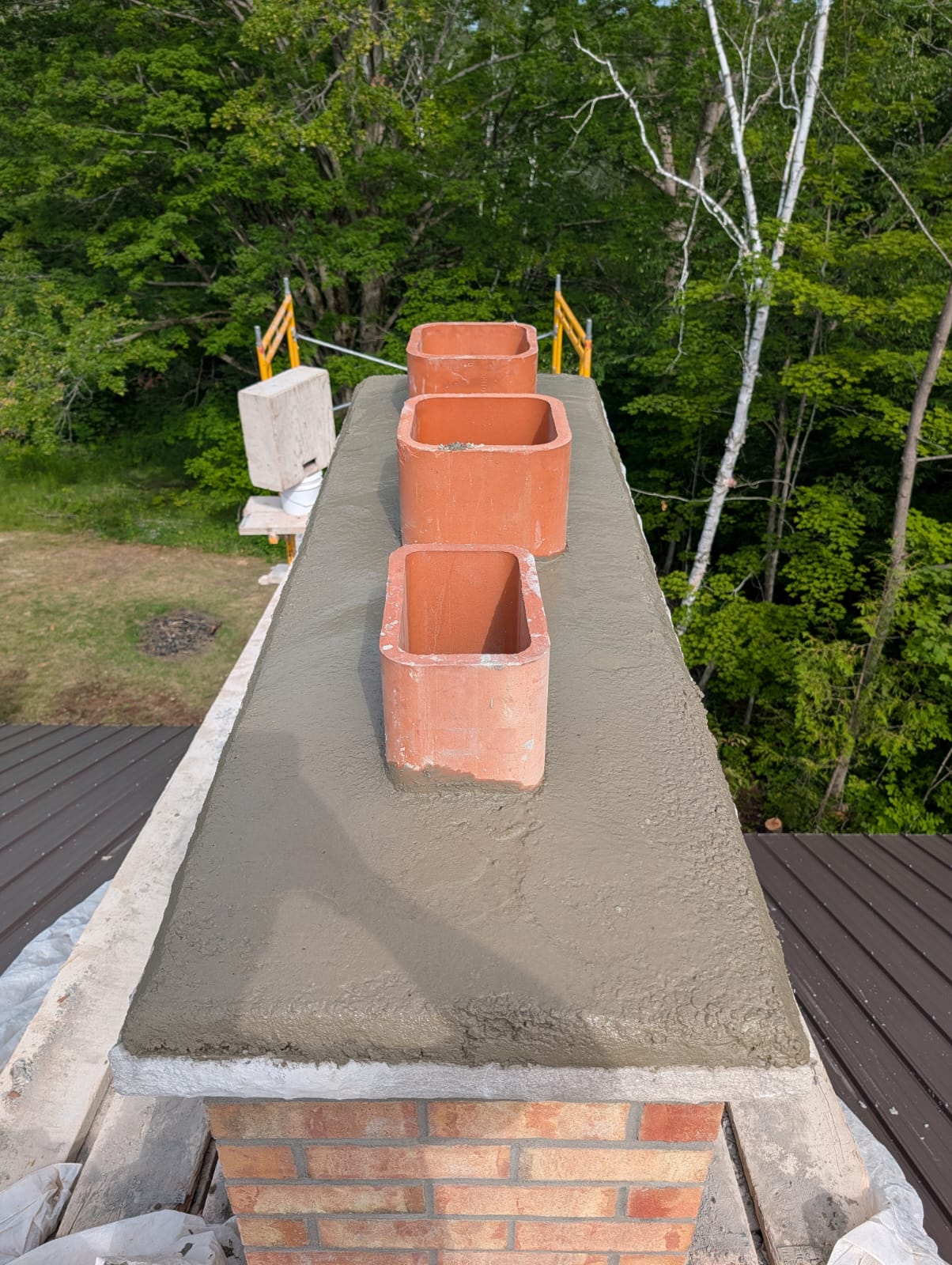 Concrete chimney crown viewed from directly above
